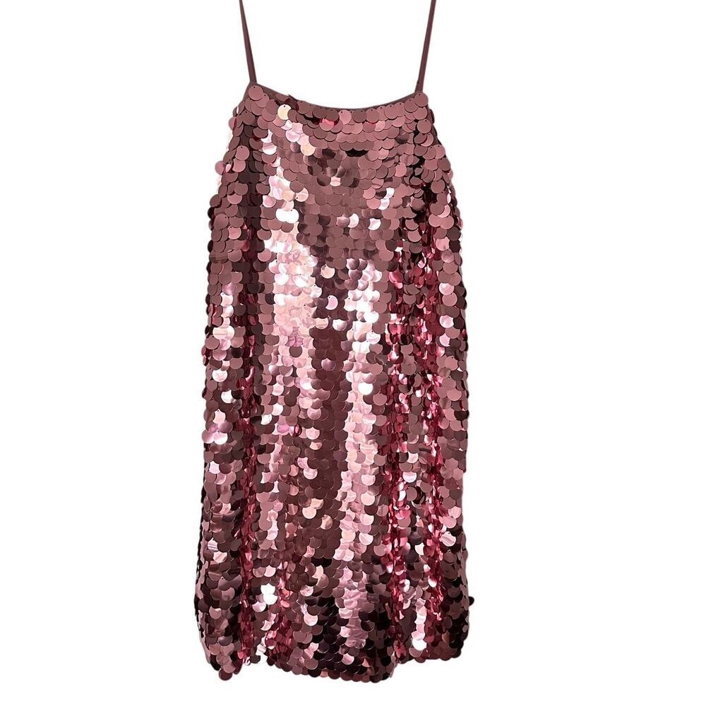 NWT A New Day (S) Pink Sequin Mini Dress- Sleeveless Tank Shift- Going Out Party